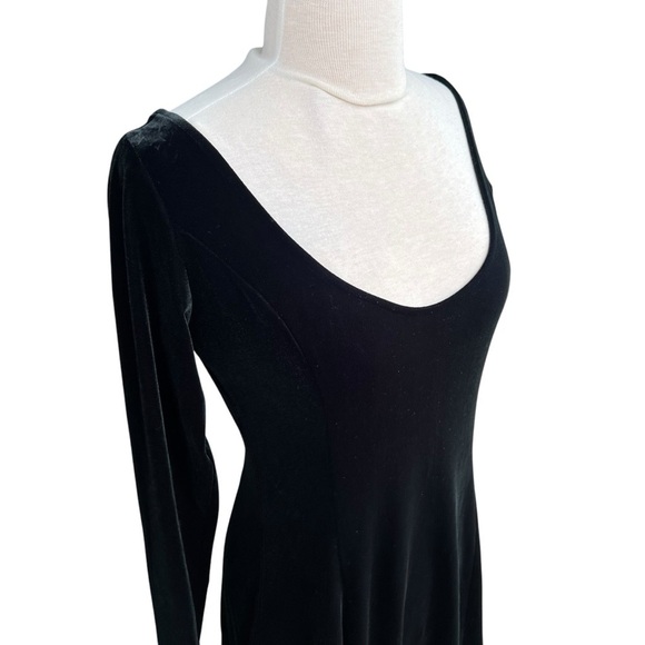 VTG Bruno Duluc Kush Black Velvet Scoop Neck Skater Dress Whimsigoth Witchy XL - Picture 3 of 11